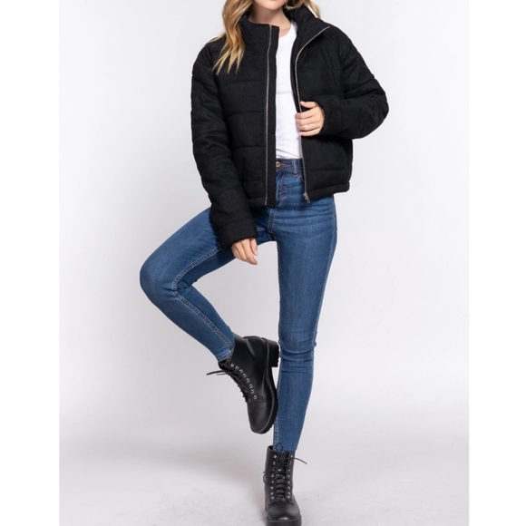 #17893 🛑S,L High Neck Corduroy Puffer Jacket - Picture 2 of 4